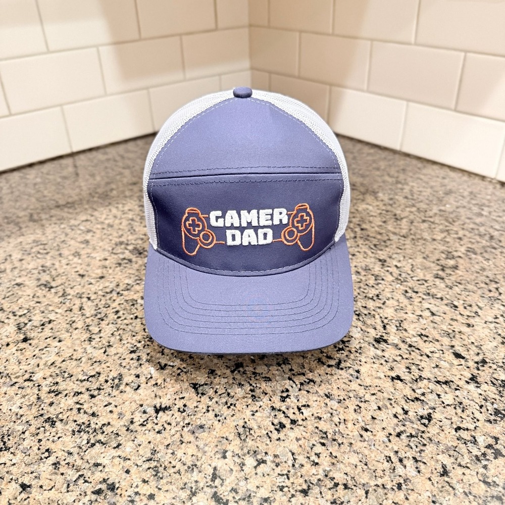 Gamer Dad Outdoor Cap Trucker Hat Snapback Blue Gray Mesh Cap